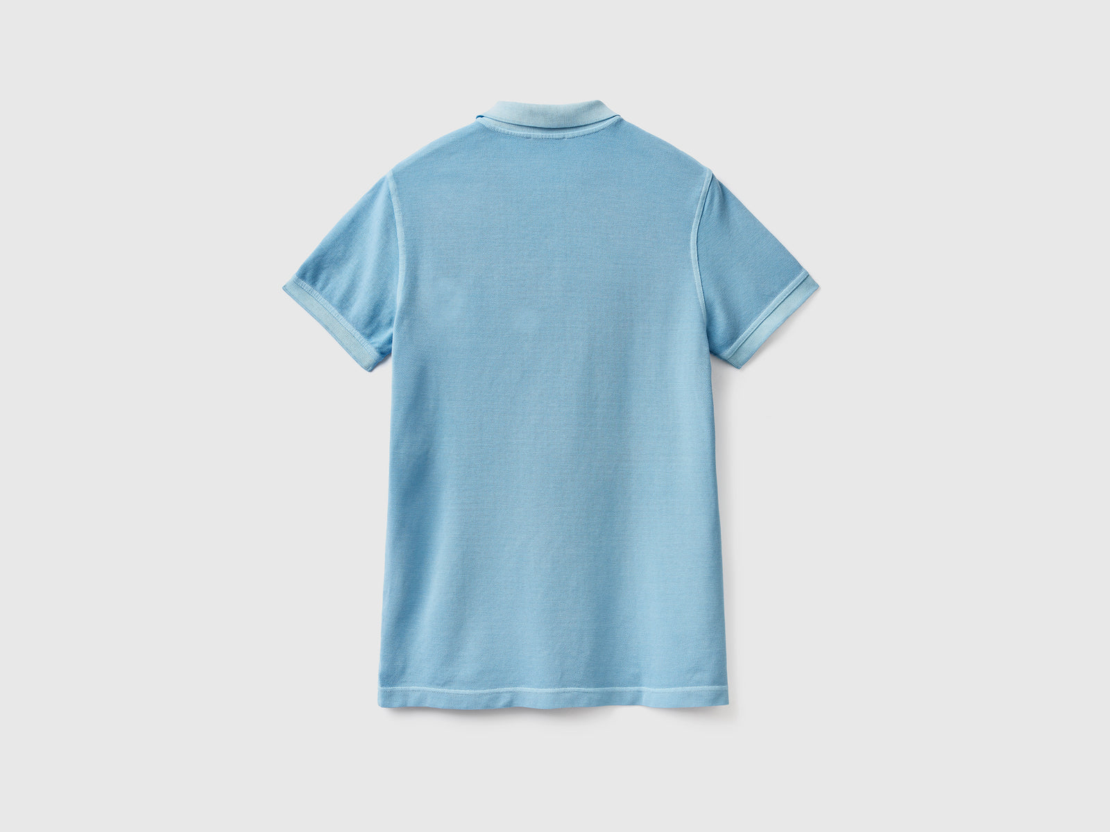 Polo a manica corta in puro cotone da uomo celeste 2 | Benetton Outlet