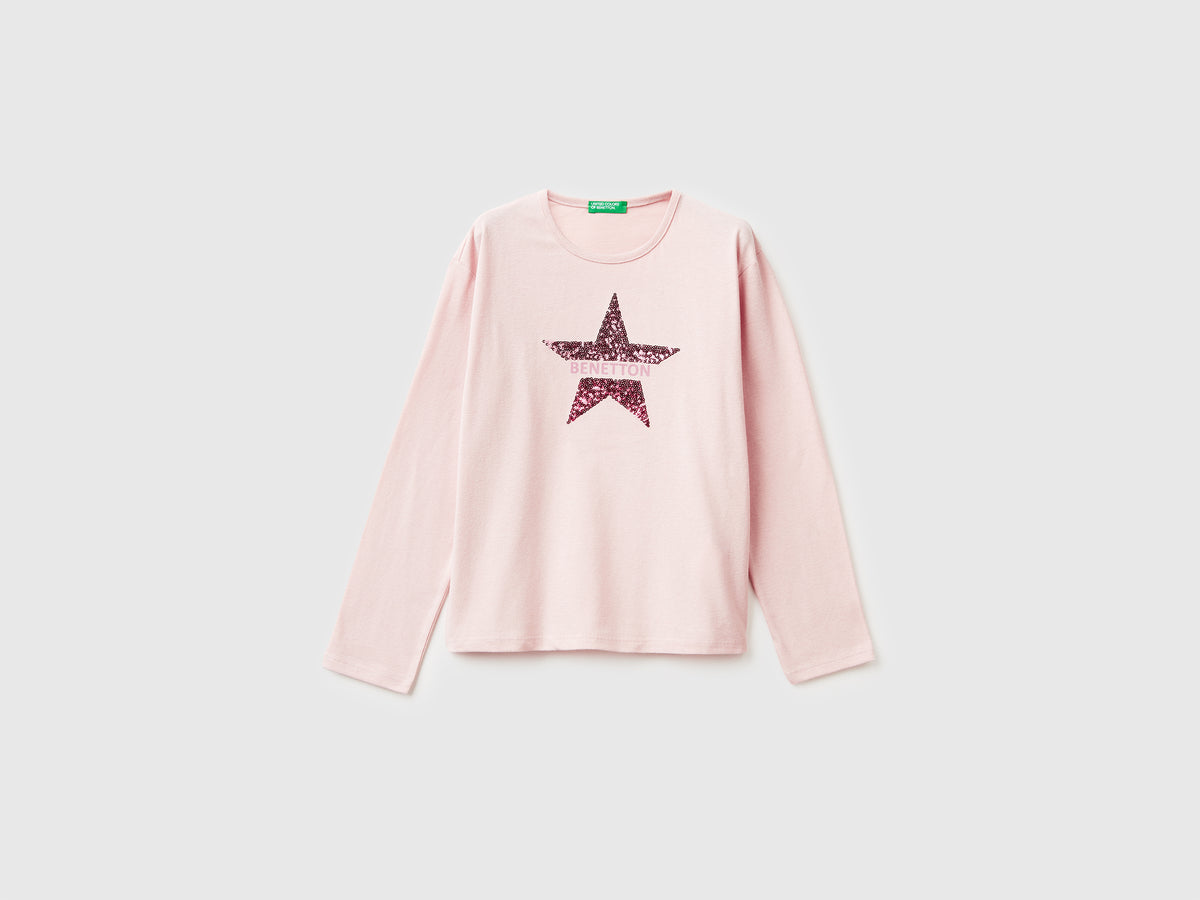 T-shirt in caldo cotone con paillettes