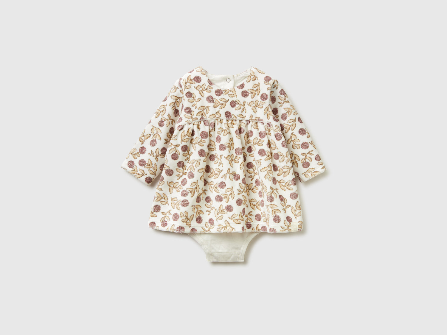 Abitino in ciniglia a fiori da neonato bianco panna | Benetton Outlet
