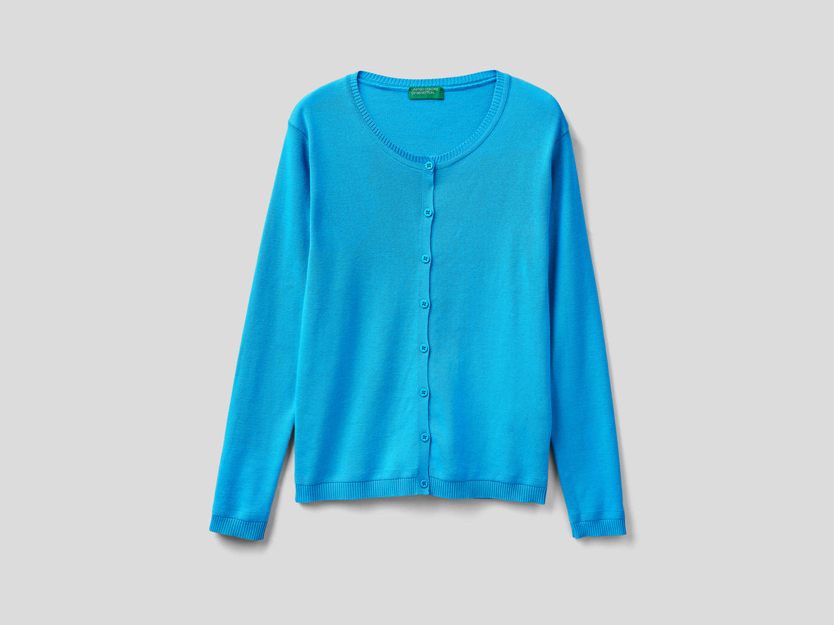 Cardigan girocollo in puro cotone
