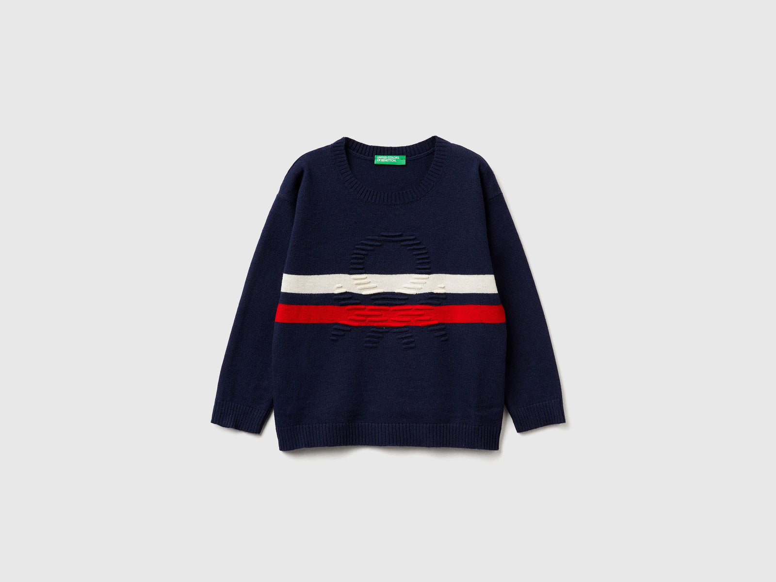 Maglia con logo in misto lana da bimbo blu scuro | Benetton Outlet