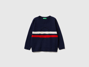 Maglia con logo in misto lana