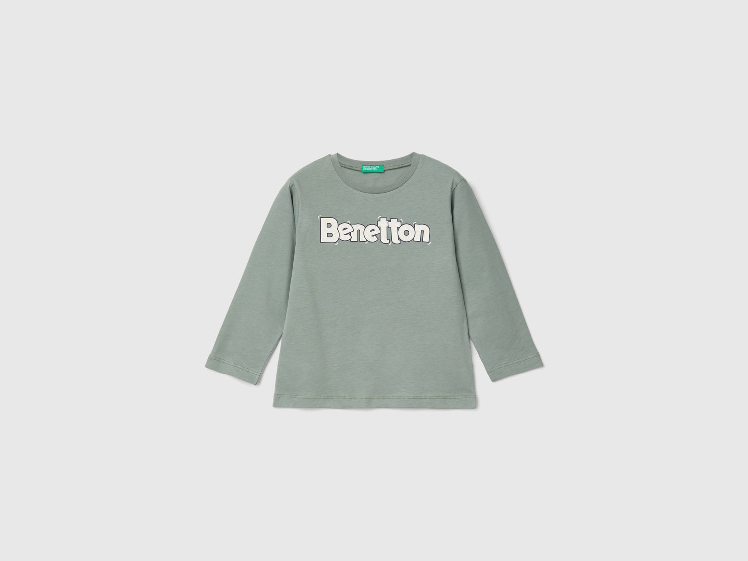 Maglietta girocollo in caldo cotone bio da bimbo verde chiaro | Benetton Outlet