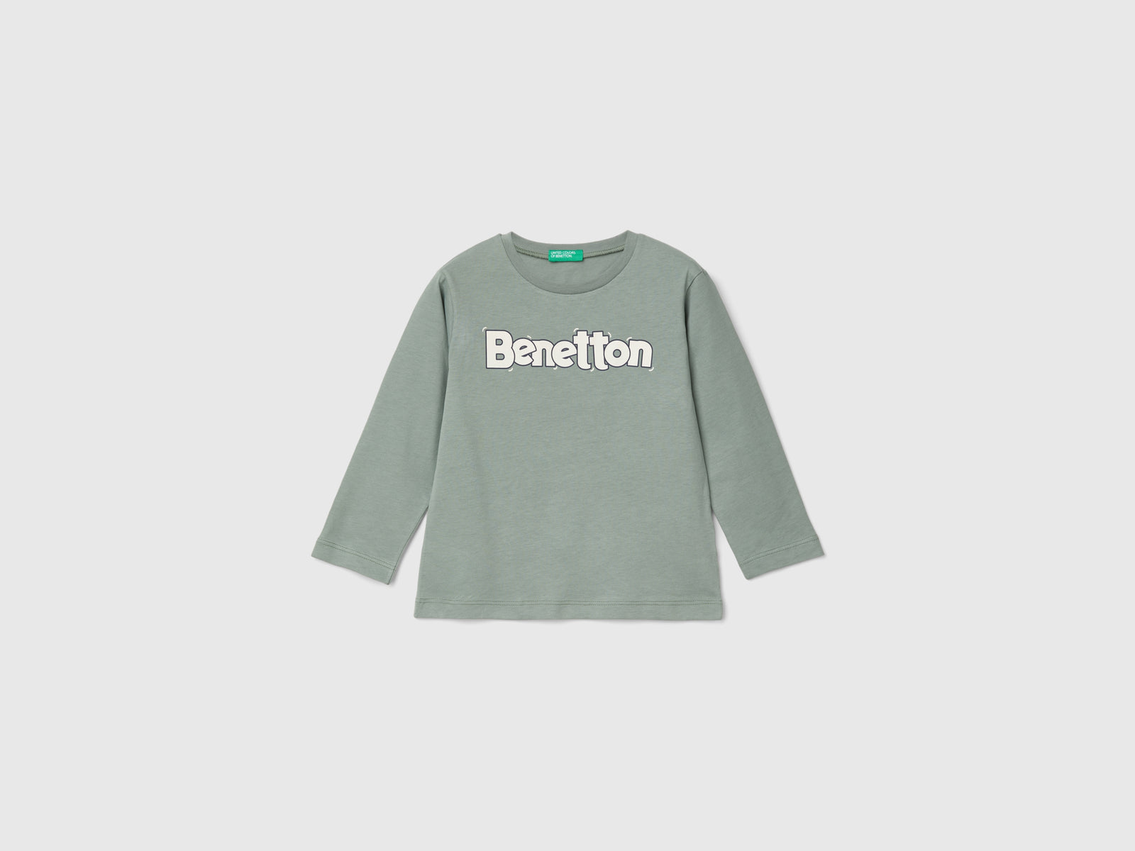 Maglietta girocollo in caldo cotone bio da bimbo verde chiaro | Benetton Outlet