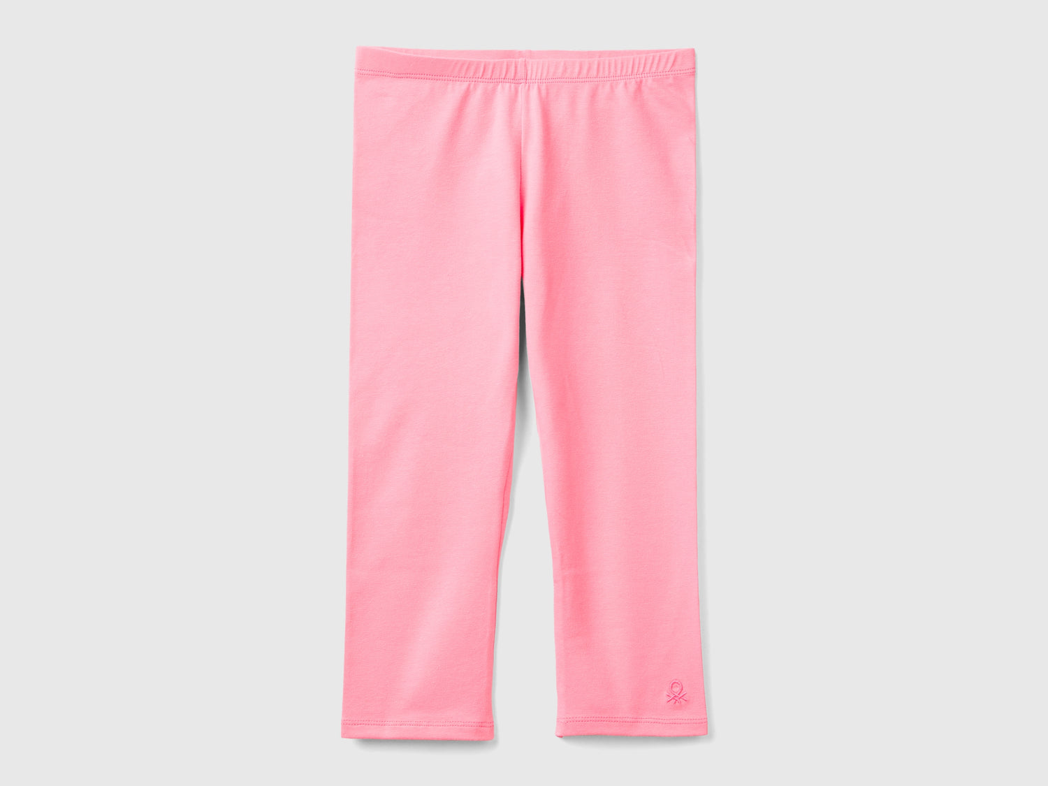 Leggings a 3/4 in cotone elasticizzato da bambina rosa | Benetton Outlet