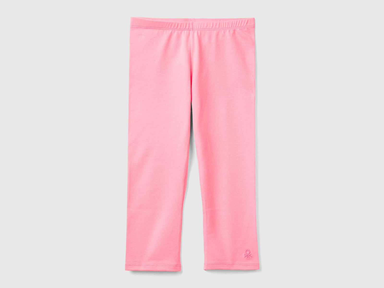 Leggings a 3/4 in cotone elasticizzato da bambina rosa | Benetton Outlet