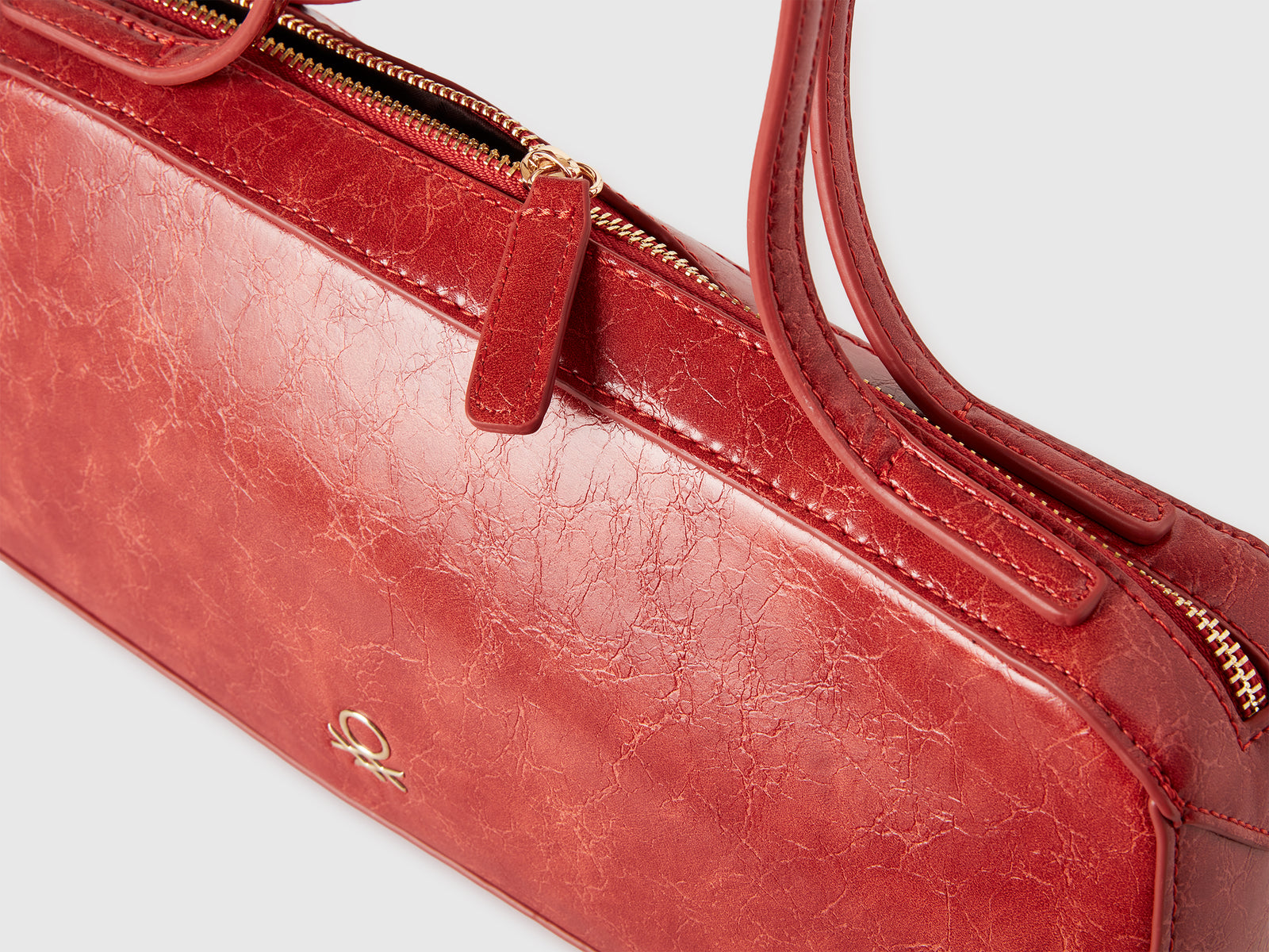 Borsa a spalla in tessuto spalmato da donna arancione 3 | Benetton Outlet