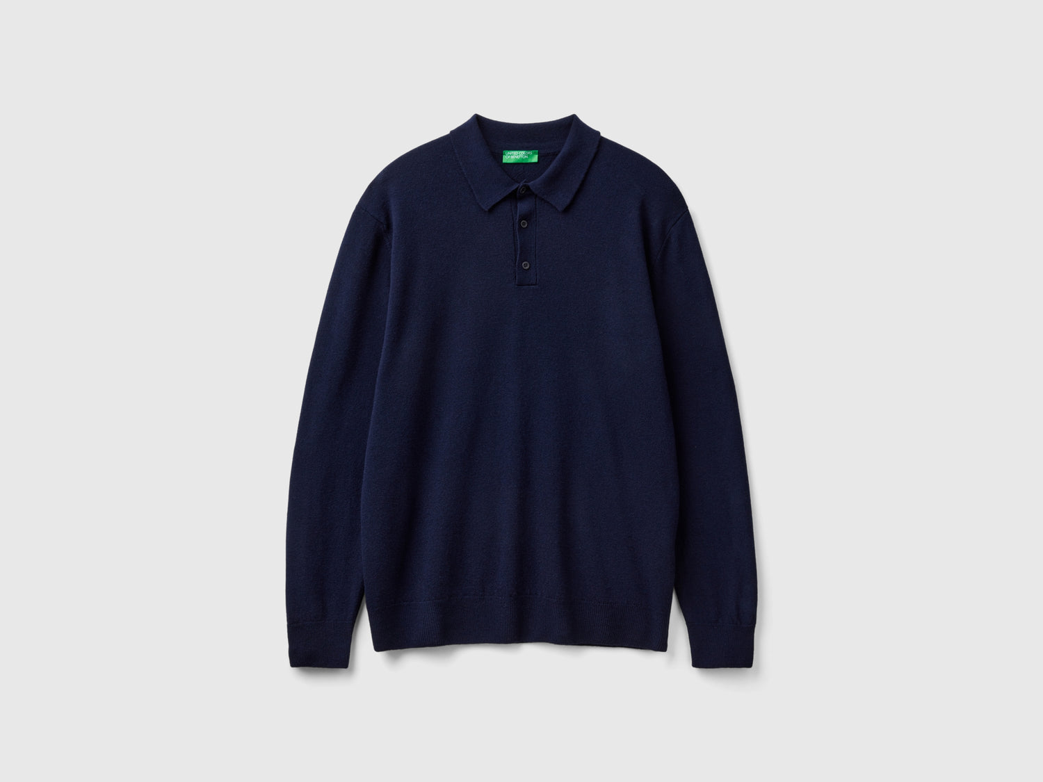 Polo blu notte in pura lana Merino da uomo blu scuro | Benetton Outlet
