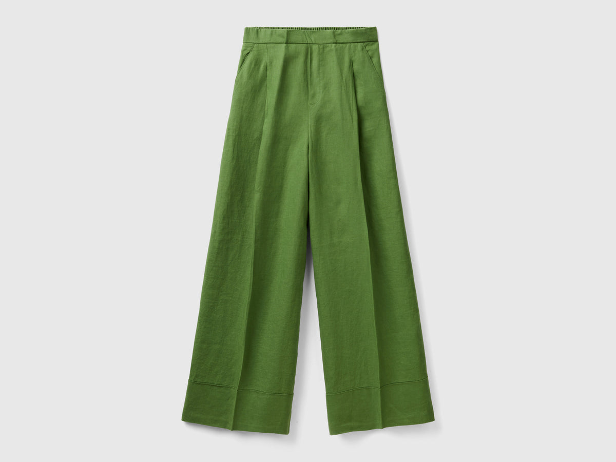 Pantaloni palazzo in 100% lino