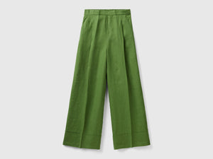 Pantaloni palazzo in 100% lino