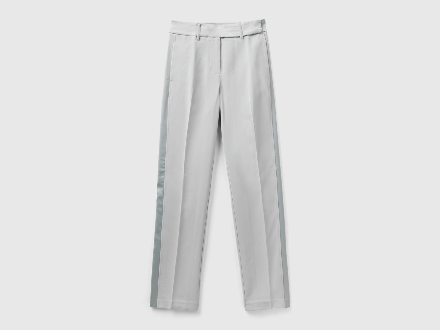 Pantaloni con dettagli in raso da donna grigio chiaro | Benetton Outlet