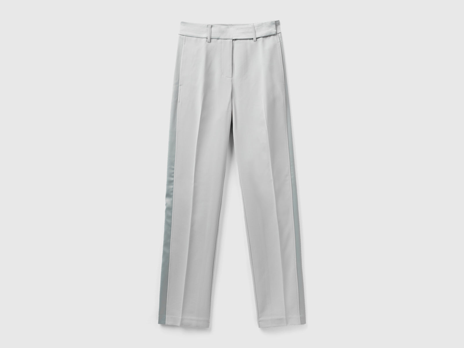 Pantaloni con dettagli in raso da donna grigio chiaro | Benetton Outlet