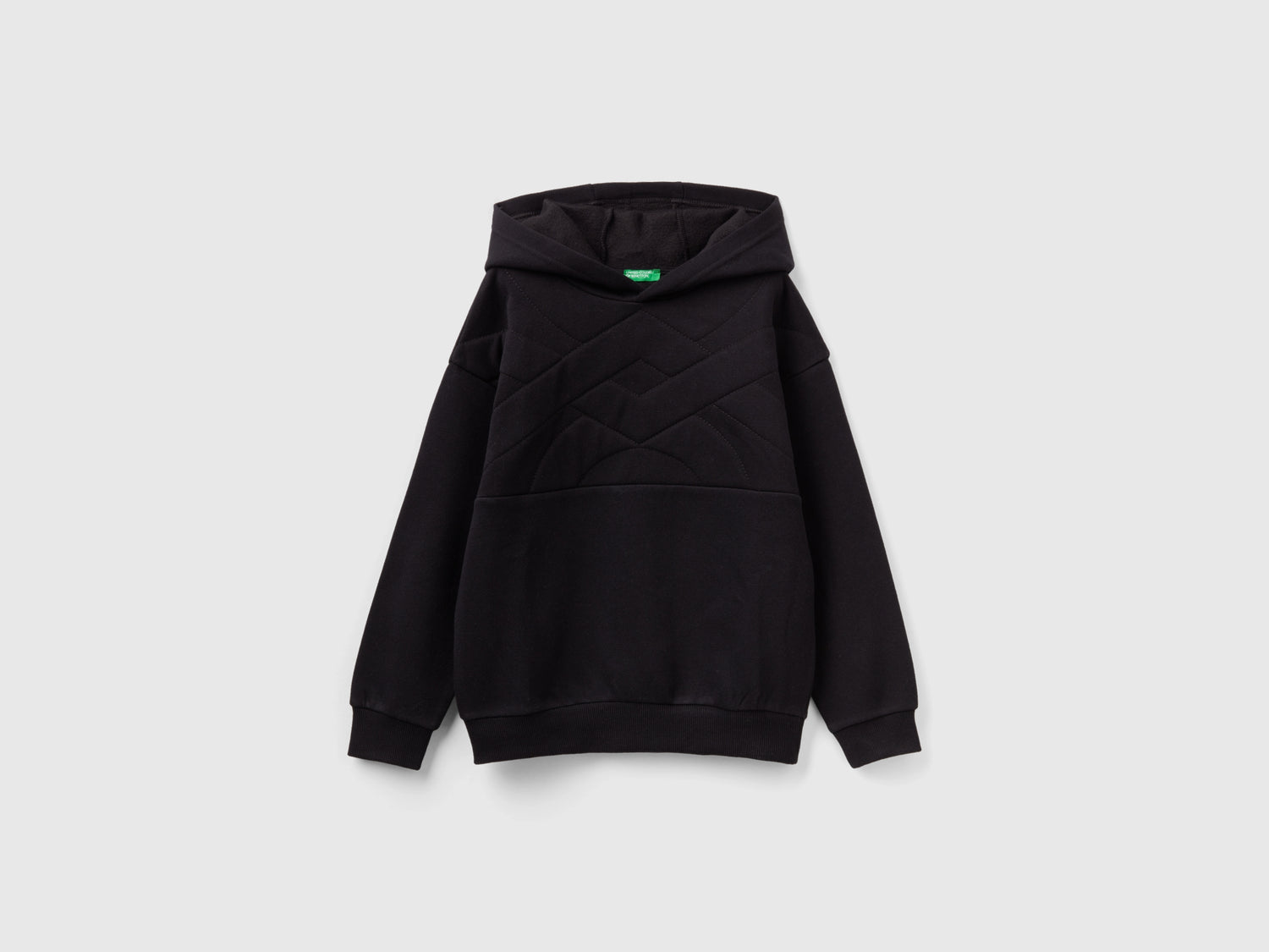 Felpa con logo in tessuto riciclato da bambino nero | Benetton Outlet