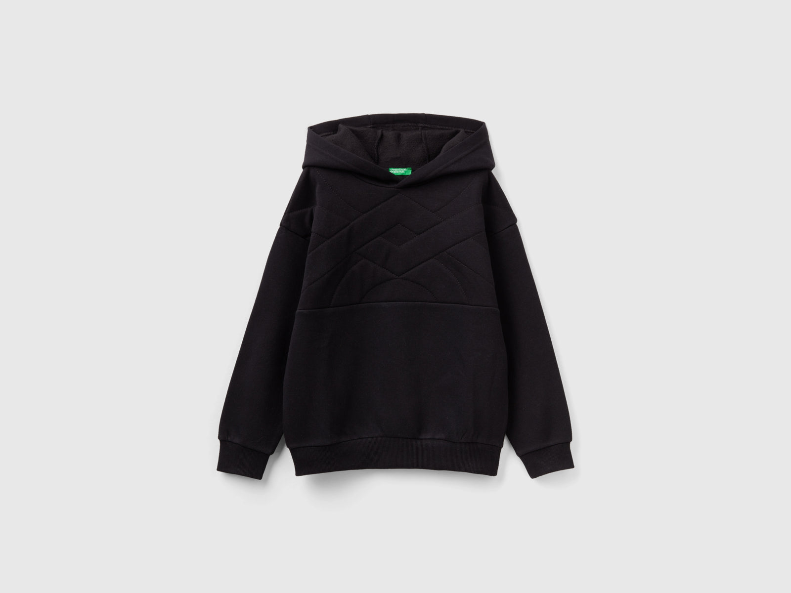 Felpa con logo in tessuto riciclato da bambino nero | Benetton Outlet