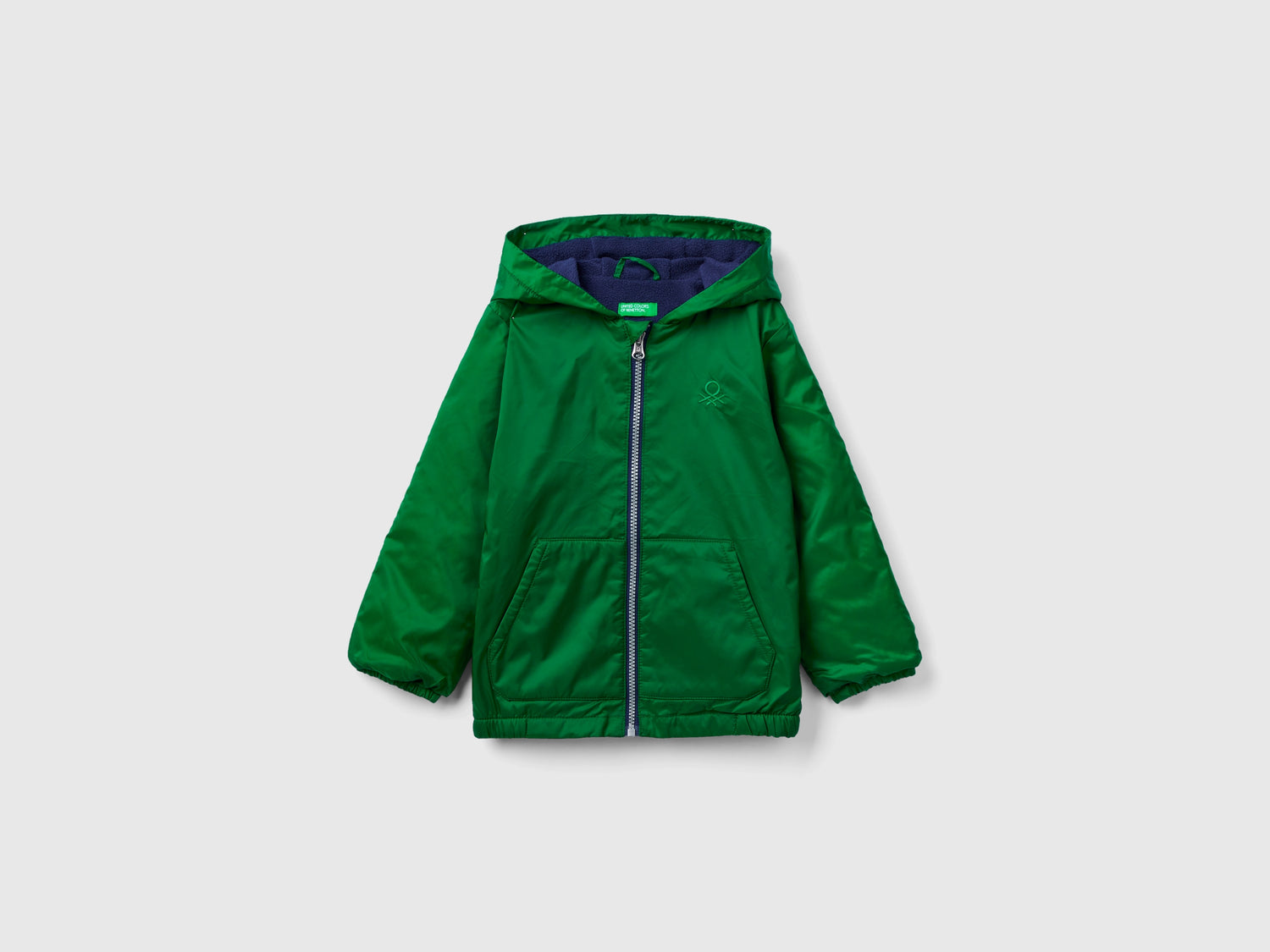 Giubbino con cappuccio oversize da bimbo verde | Benetton Outlet