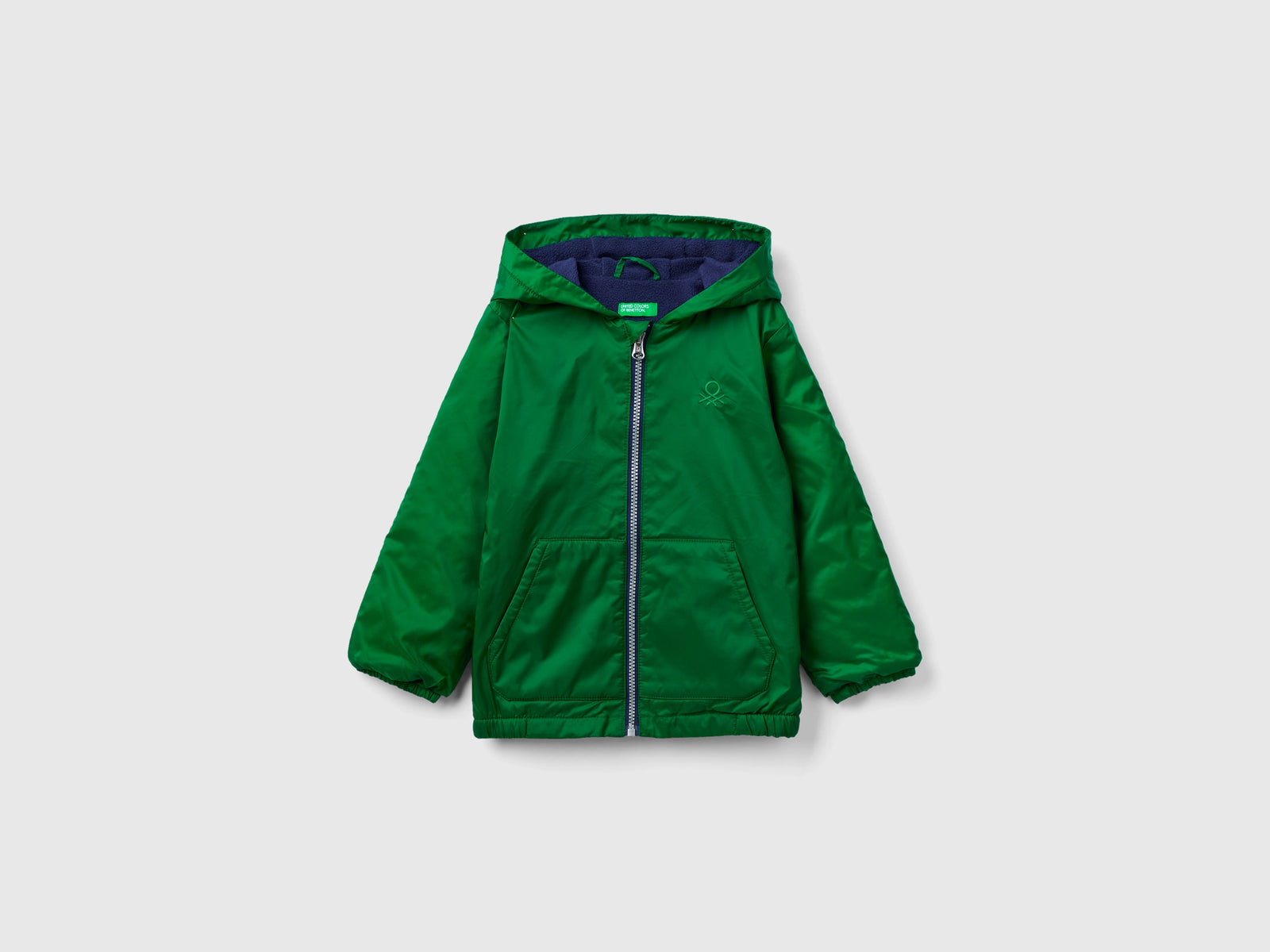 Giubbino con cappuccio oversize da bimbo verde | Benetton Outlet
