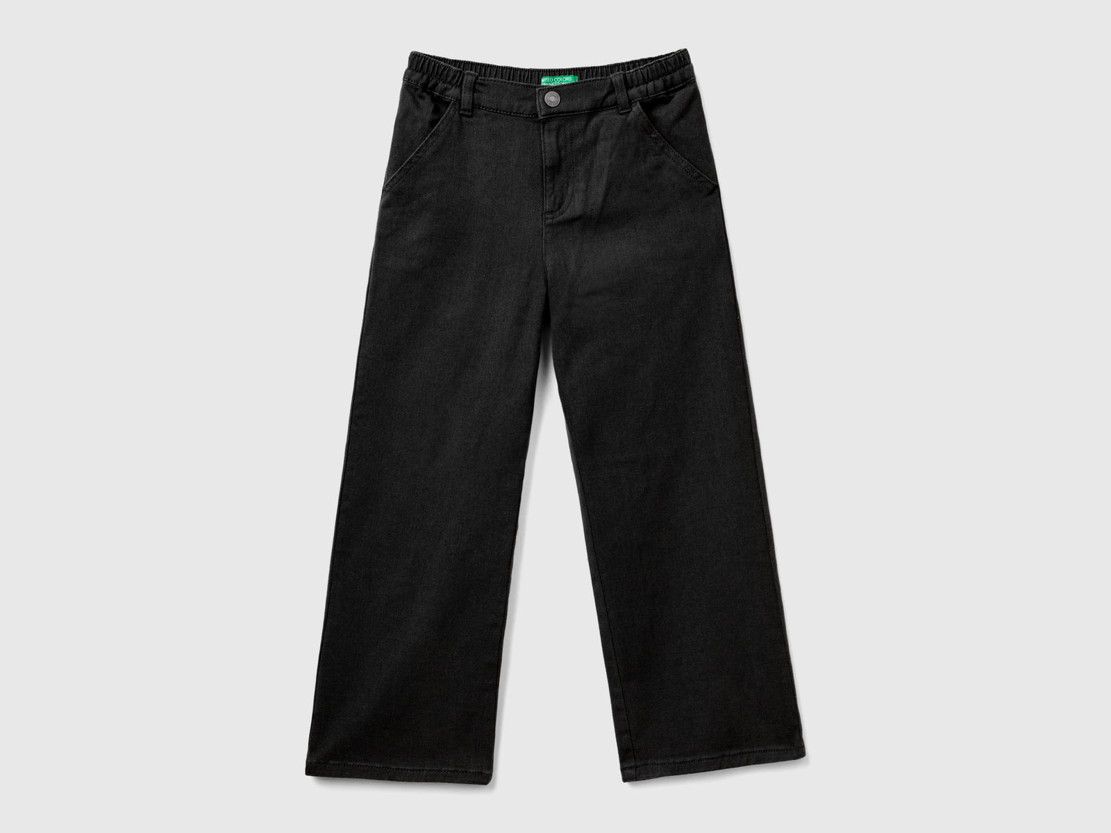 Pantaloni a vita alta straight fit da bambina nero | Benetton Outlet