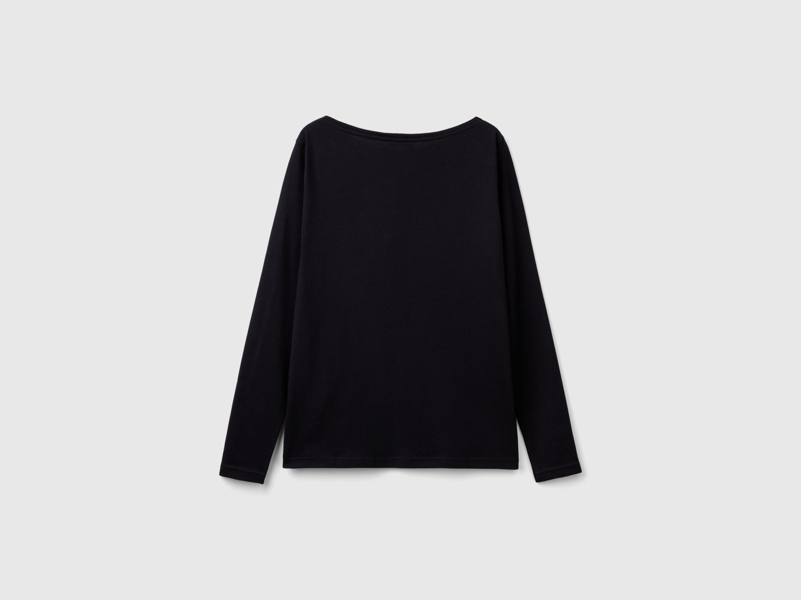 T-shirt con scollo a barchetta 100% cotone da donna nero 4 | Benetton Outlet