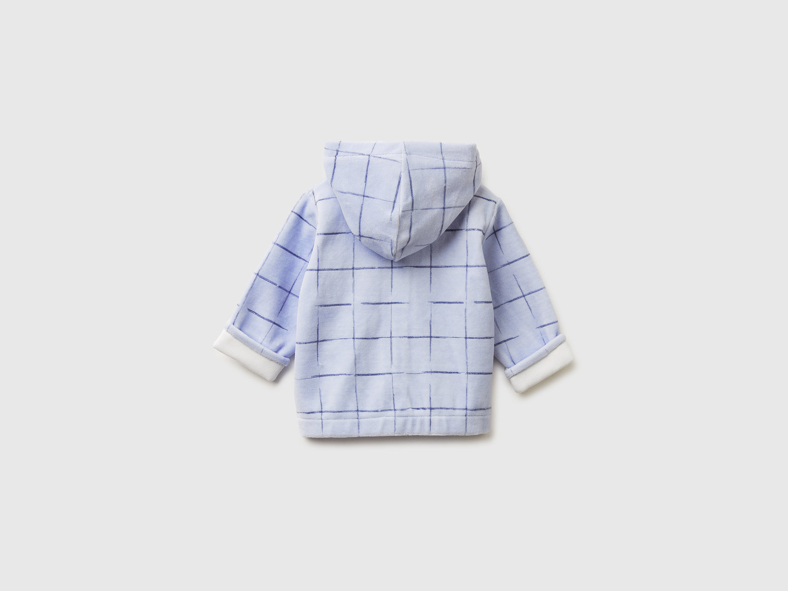 Felpina a quadri in ciniglia da neonato celeste 2 | Benetton Outlet