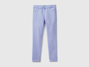 Pantaloni lunghi in misto cotone elasticizzato effetto denim