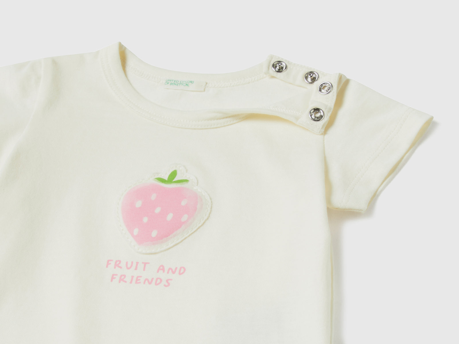 T-shirt con patch e stampa da neonato bianco 2 | Benetton Outlet