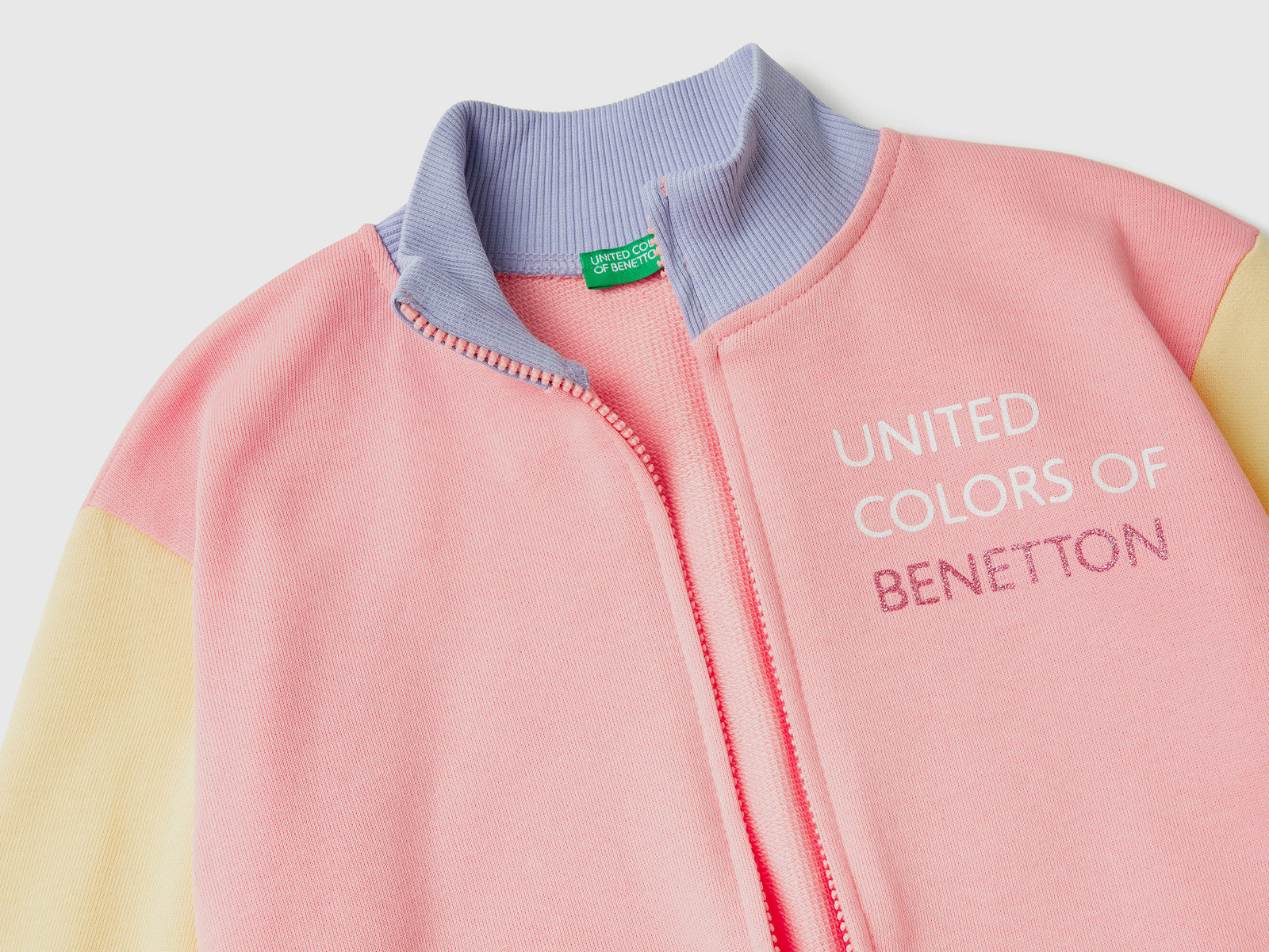 Felpa con zip e colletto da bambina multi-color 2 | Benetton Outlet