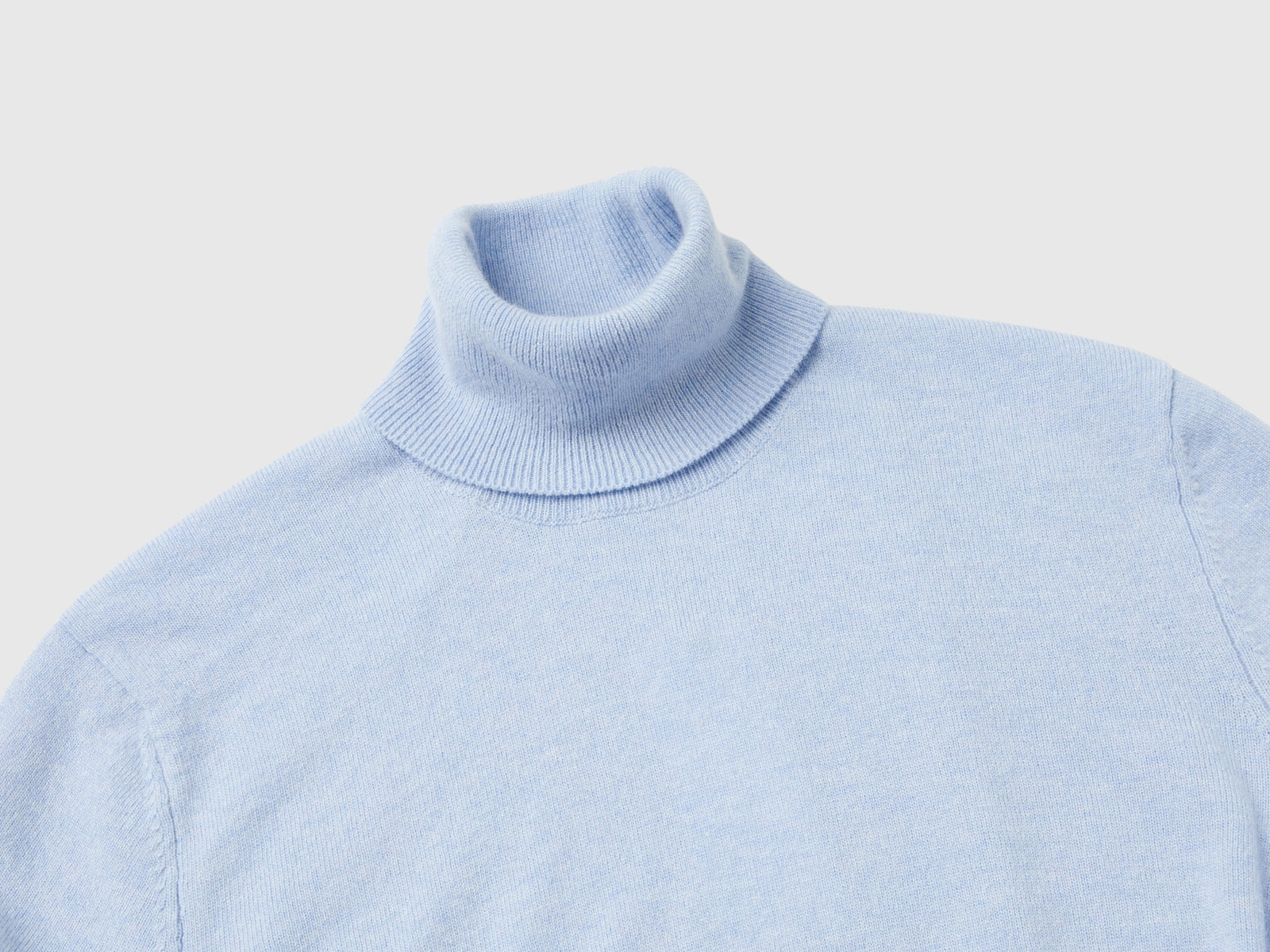Dolcevita carta da zucchero a manica corta in misto cashmere da donna azzurro 3 | Benetton Outlet