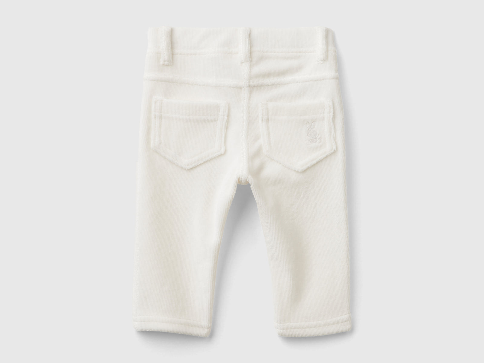 Pantaloni in ciniglia stretch da neonato bianco panna 2 | Benetton Outlet