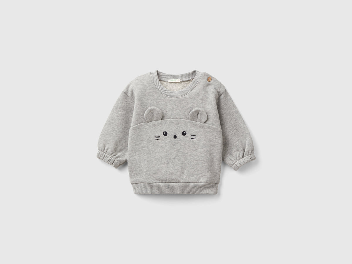 Felpa con ricamo e patch in cotone bio