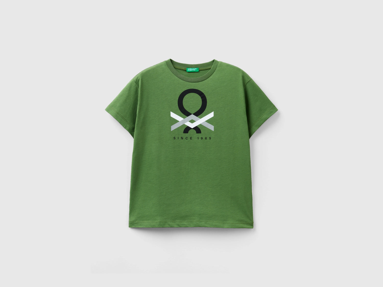 T-shirt 100% cotone bio da bambino verde militare | Benetton Outlet