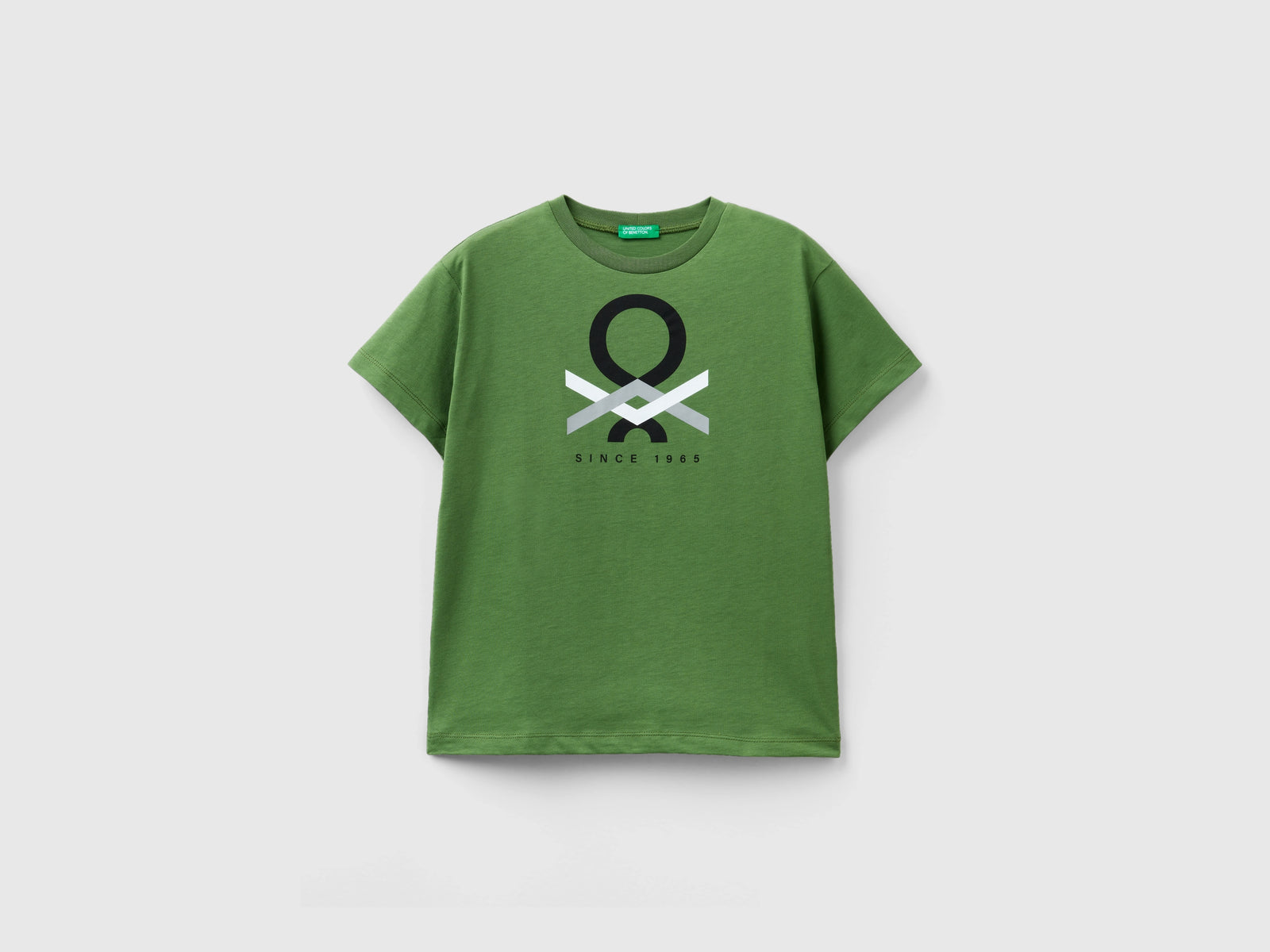 T-shirt 100% cotone bio da bambino verde militare | Benetton Outlet