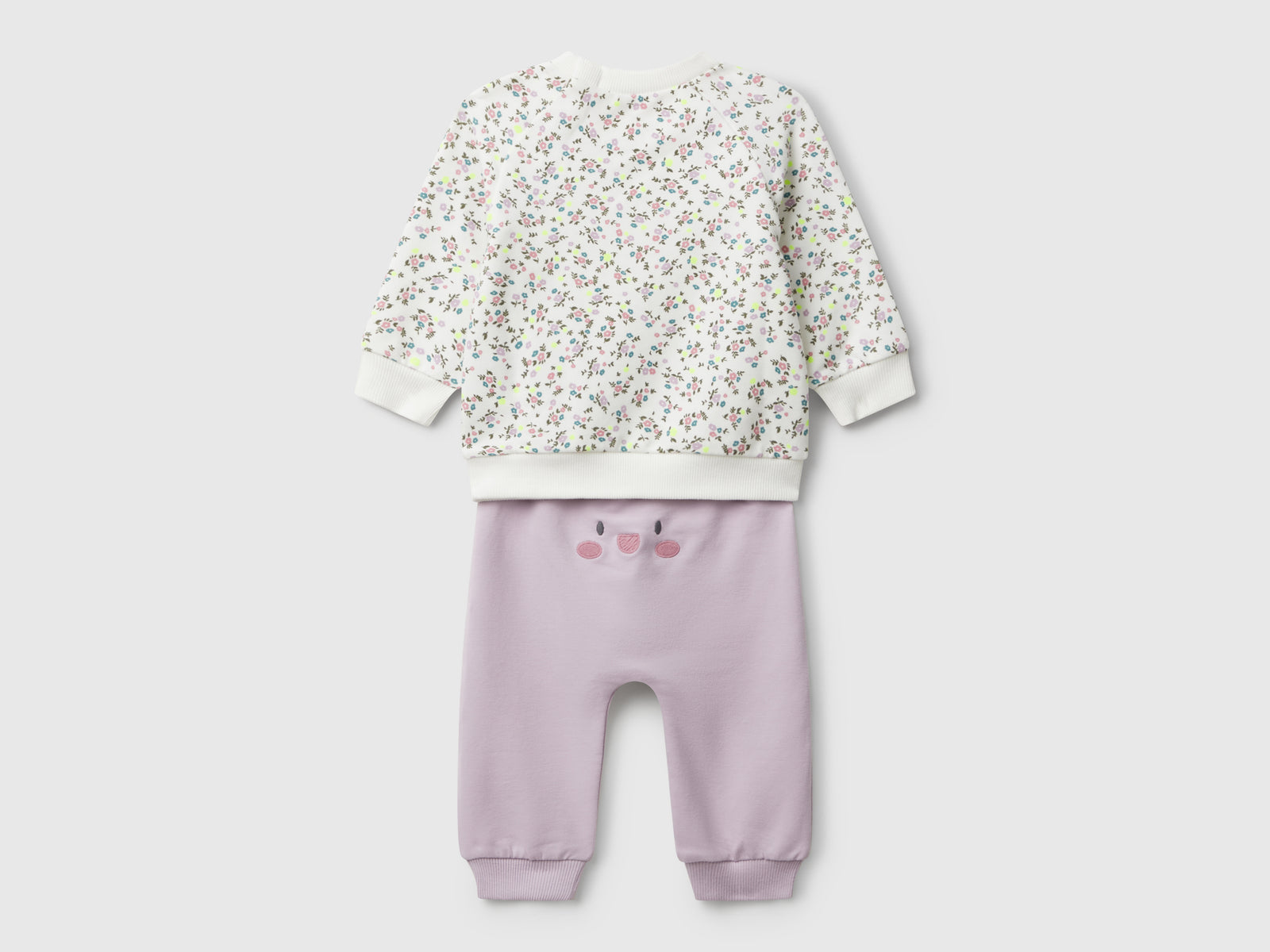 Completino in felpa con stampa da neonato lilla 2 | Benetton Outlet