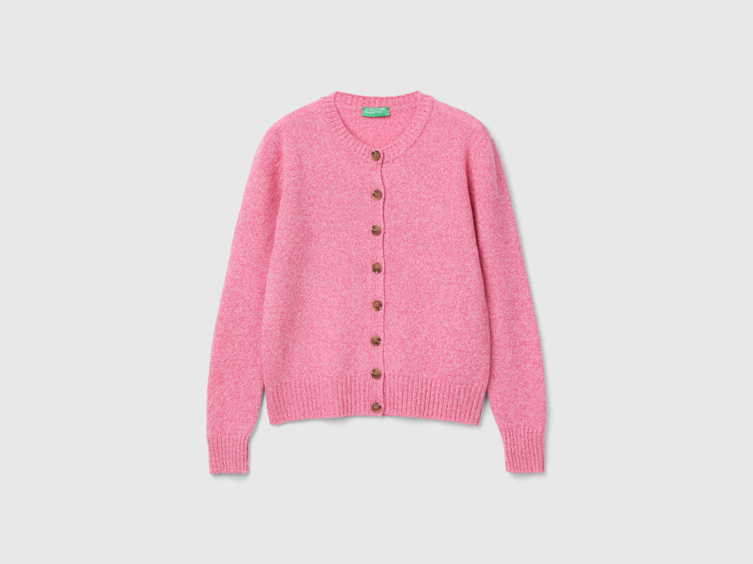 Cardigan in pura lana Shetland da donna rosa | Benetton Outlet