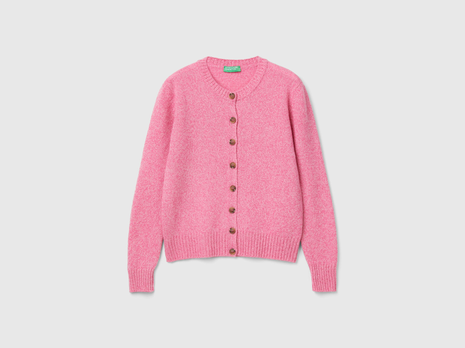 Cardigan in pura lana Shetland da donna rosa | Benetton Outlet