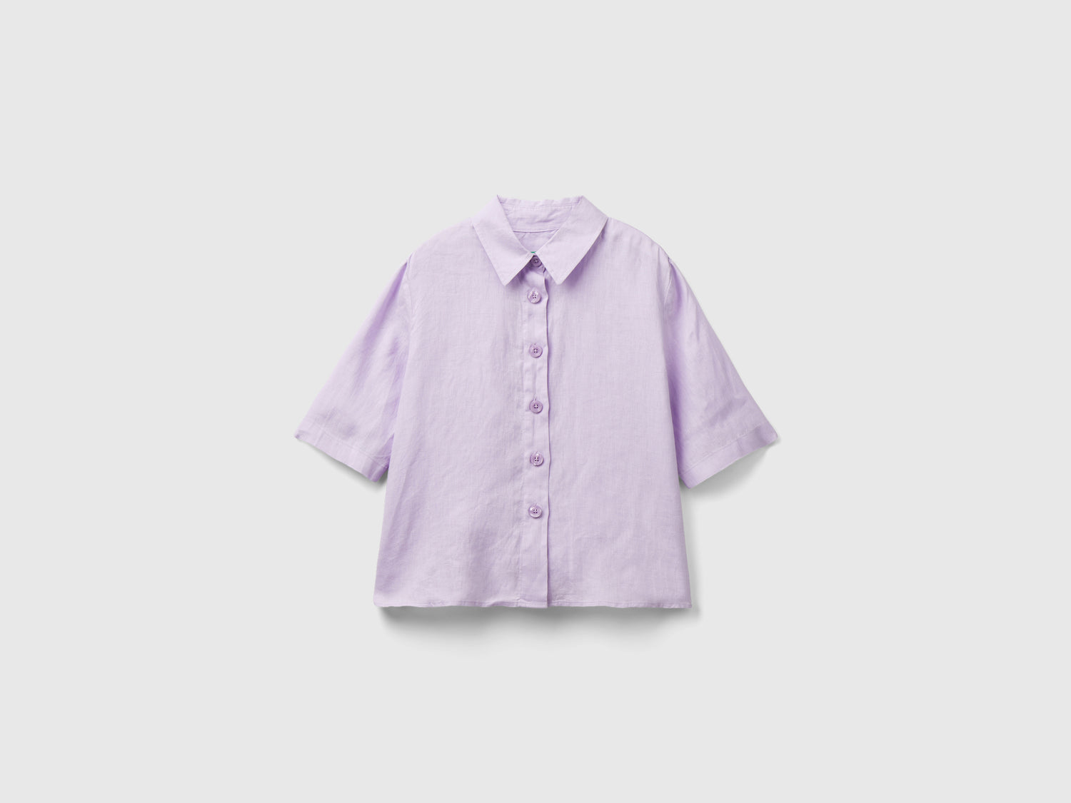 Camicia corta in puro lino da donna lilla | Benetton Outlet