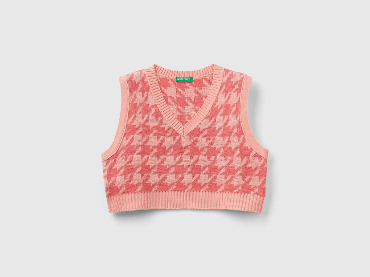 Gilet cropped pied de poule