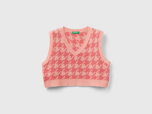 Gilet cropped pied de poule