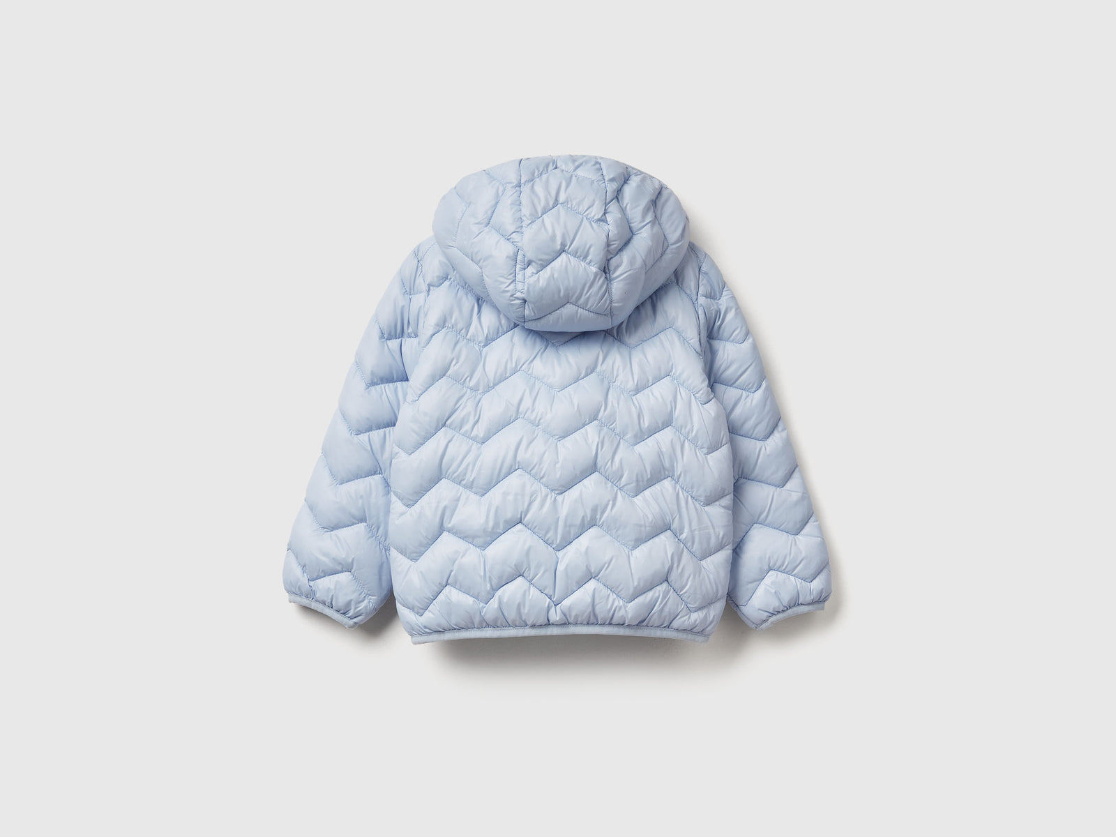 Giubbino imbottito con cappuccio da bimba azzurro 2 | Benetton Outlet