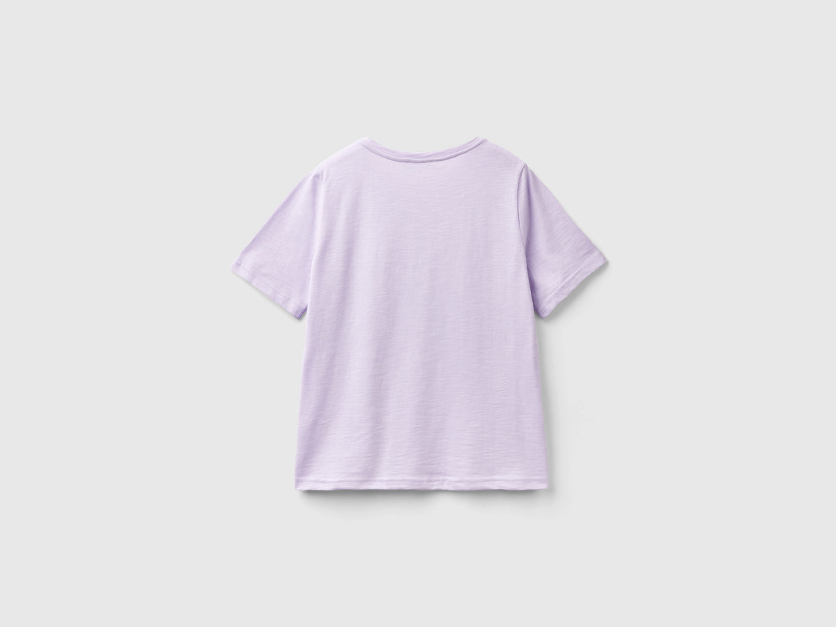 T-shirt girocollo in cotone fiammato