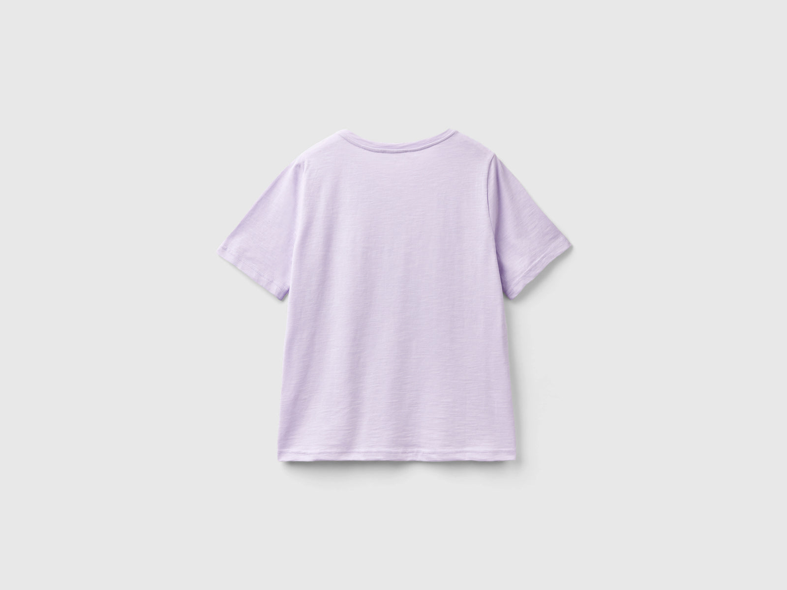 T-shirt girocollo in cotone fiammato da donna lilla 2 | Benetton Outlet