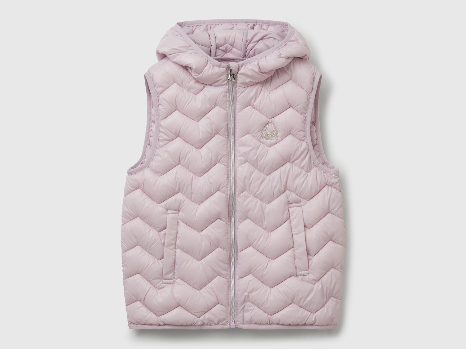 Gilet imbottito con cappuccio da bambina lilla | Benetton Outlet
