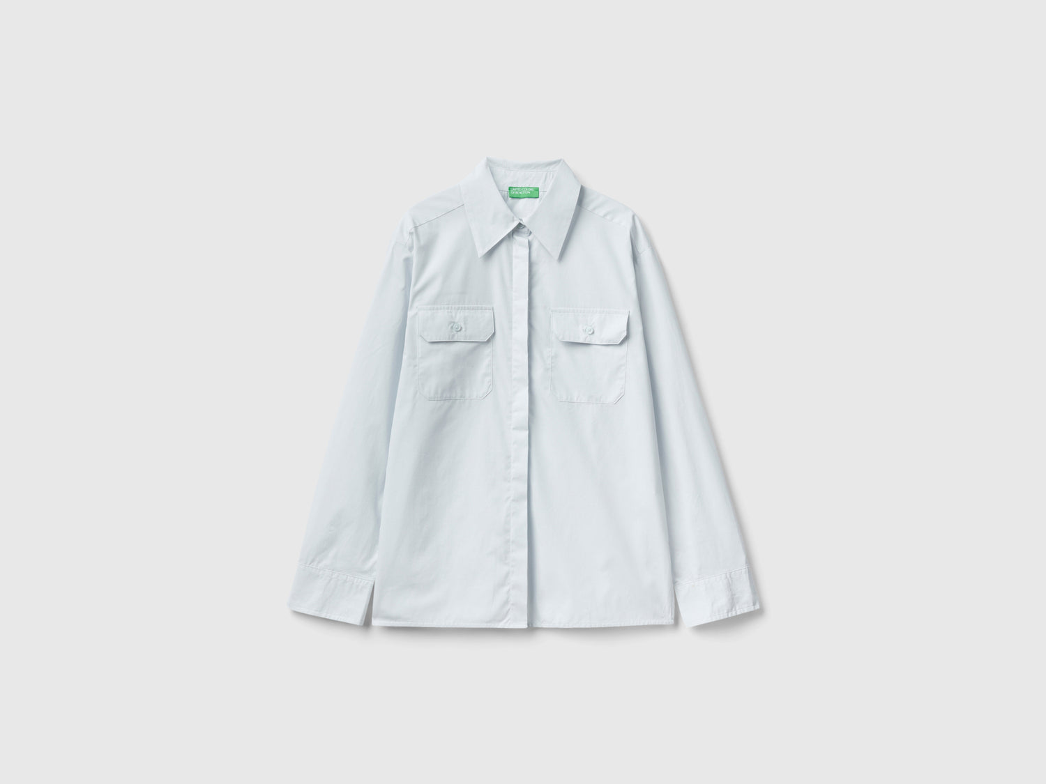 Camicia con tasche e spacchi da donna grigio chiaro | Benetton Outlet