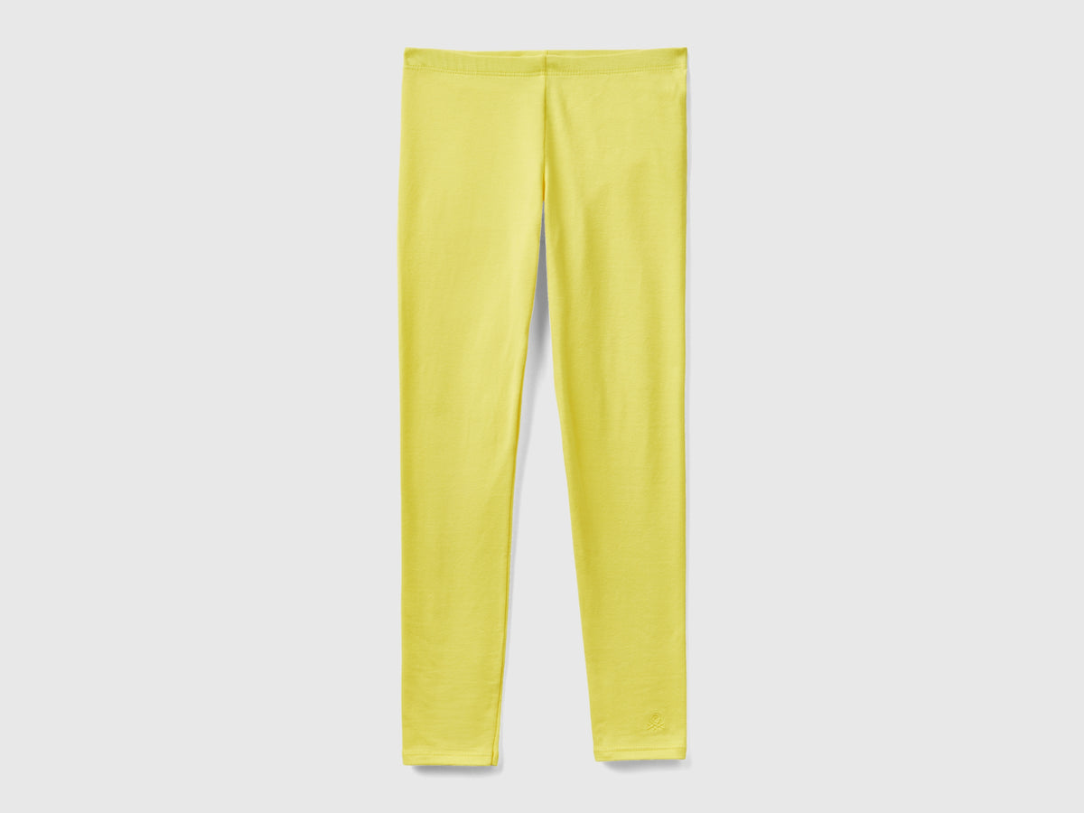Leggings in cotone stretch con logo