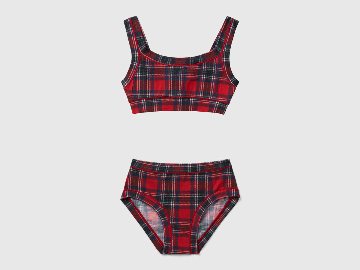 Completo top e slip tartan