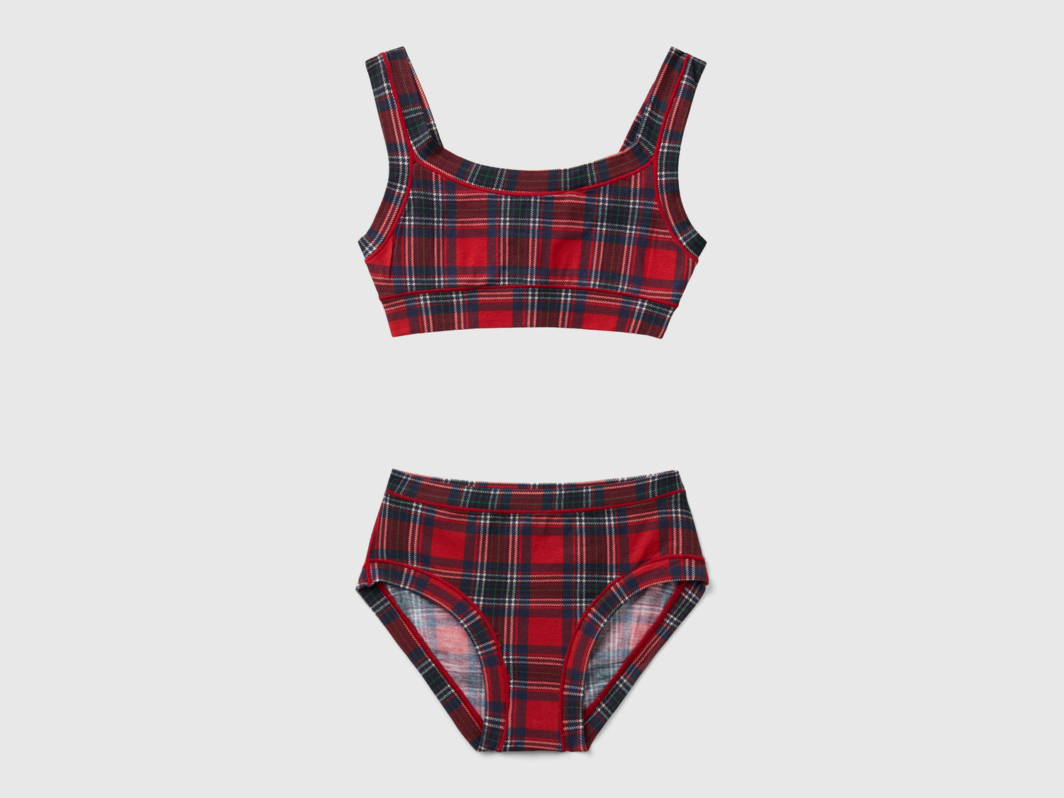 Completo top e slip tartan da bambina rosso | Benetton Outlet