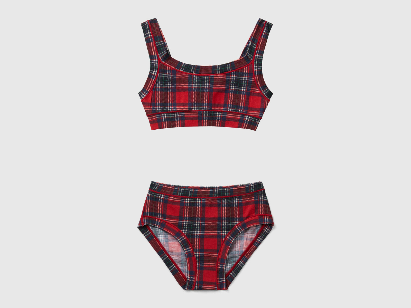 Completo top e slip tartan da bambina rosso | Benetton Outlet
