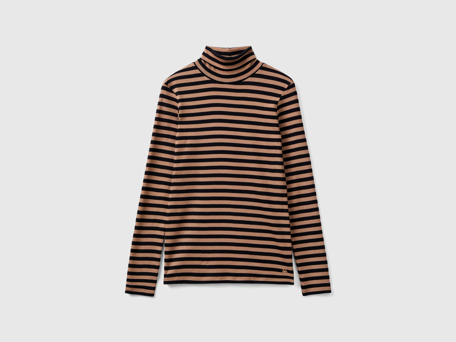 T-shirt lupetto a righe da donna cammello | Benetton Outlet
