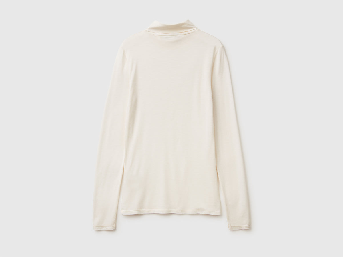 T-shirt lupetto in misto viscosa e cashmere