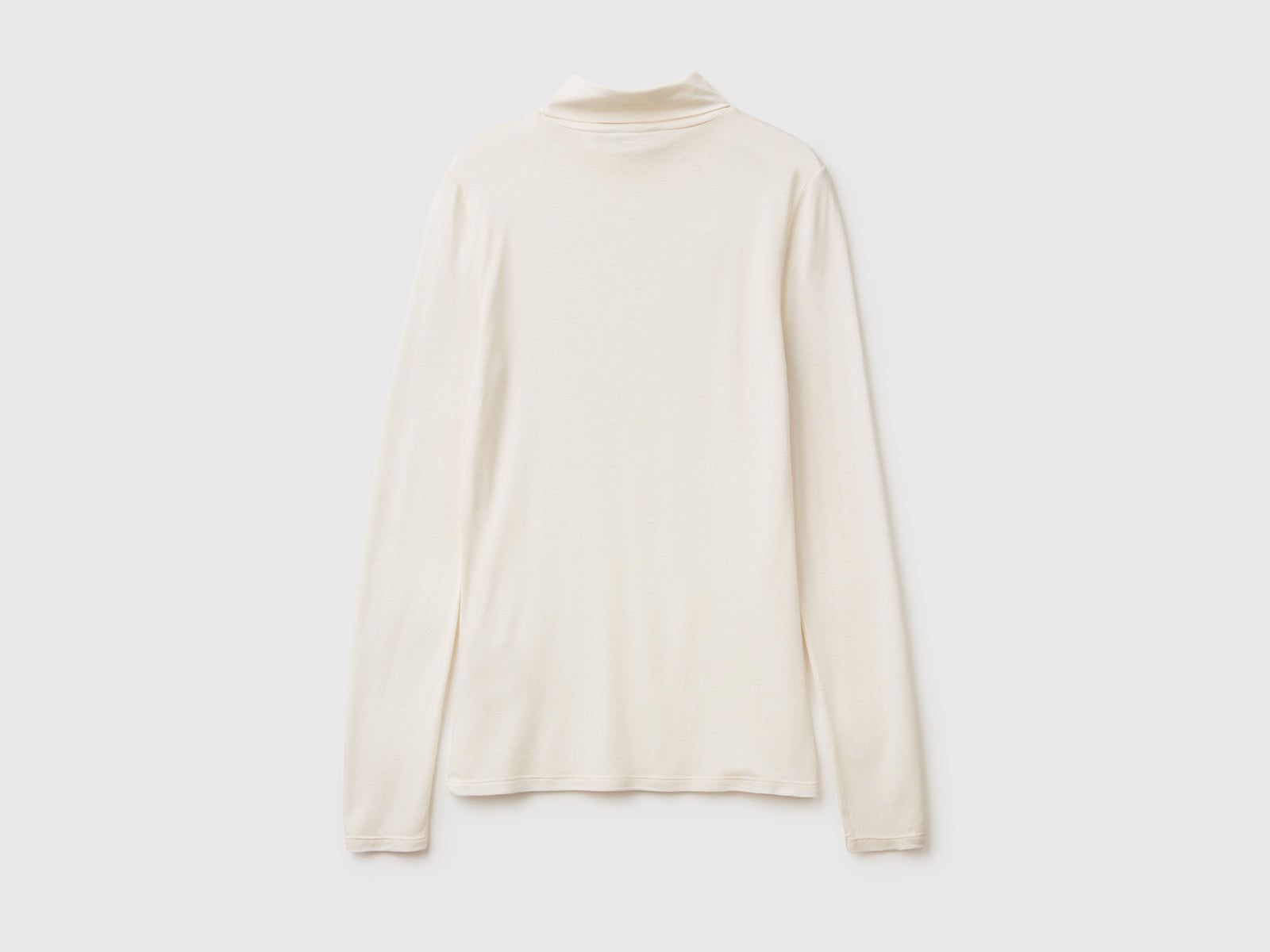 T-shirt lupetto in misto viscosa e cashmere da donna bianco panna 2 | Benetton Outlet