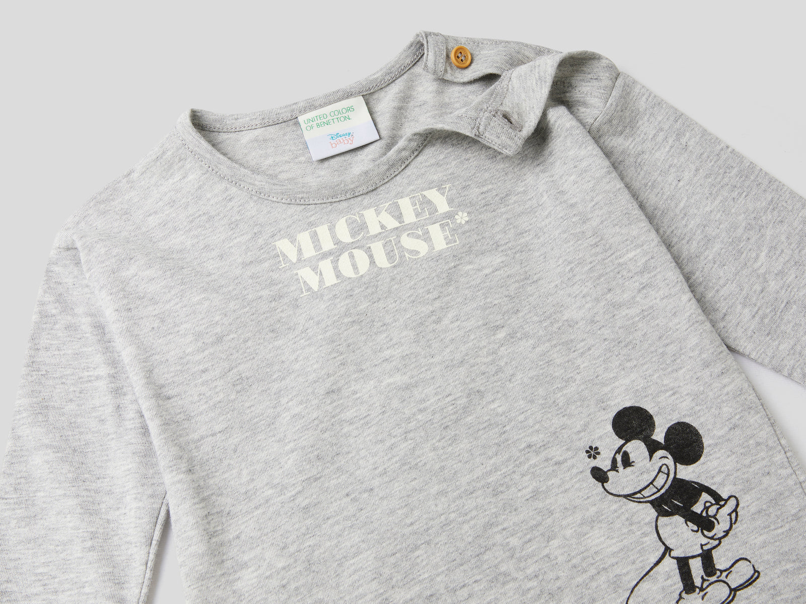 T-shirt Mickey & Friends in caldo cotone da neonato grigio 2 | Benetton Outlet